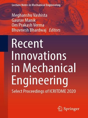 cover image of Recent Innovations in Mechanical Engineering